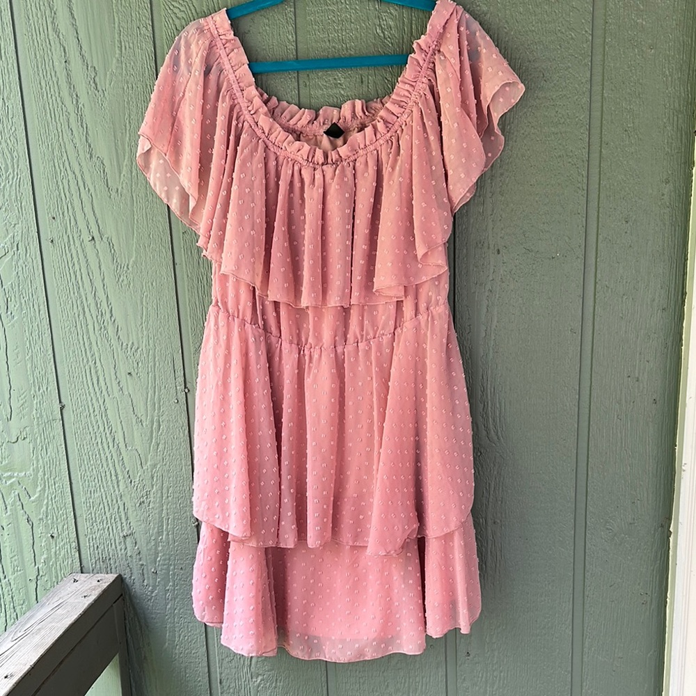 Charming Pink Ruffled mini Dress